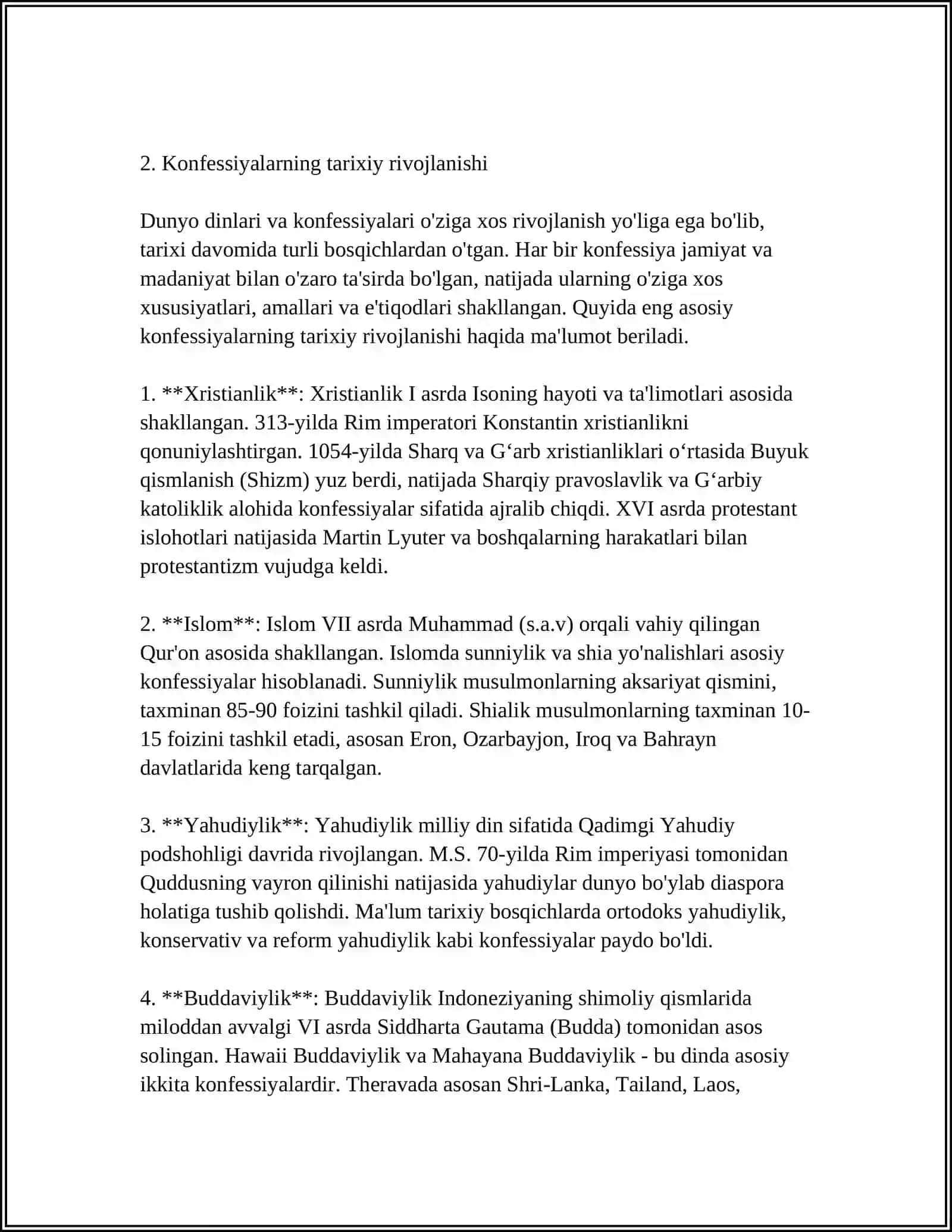 KONFESSIYA TUSHUNCHASINING MOHIYATI VA O'ZBEKISTONDA FAOLIYAT YURITUCHIDINIY KONFESSIYALAMING TASNIFI 4