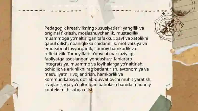 Pedagogik kreativlik va uning o'ziga xos jihatlari 4