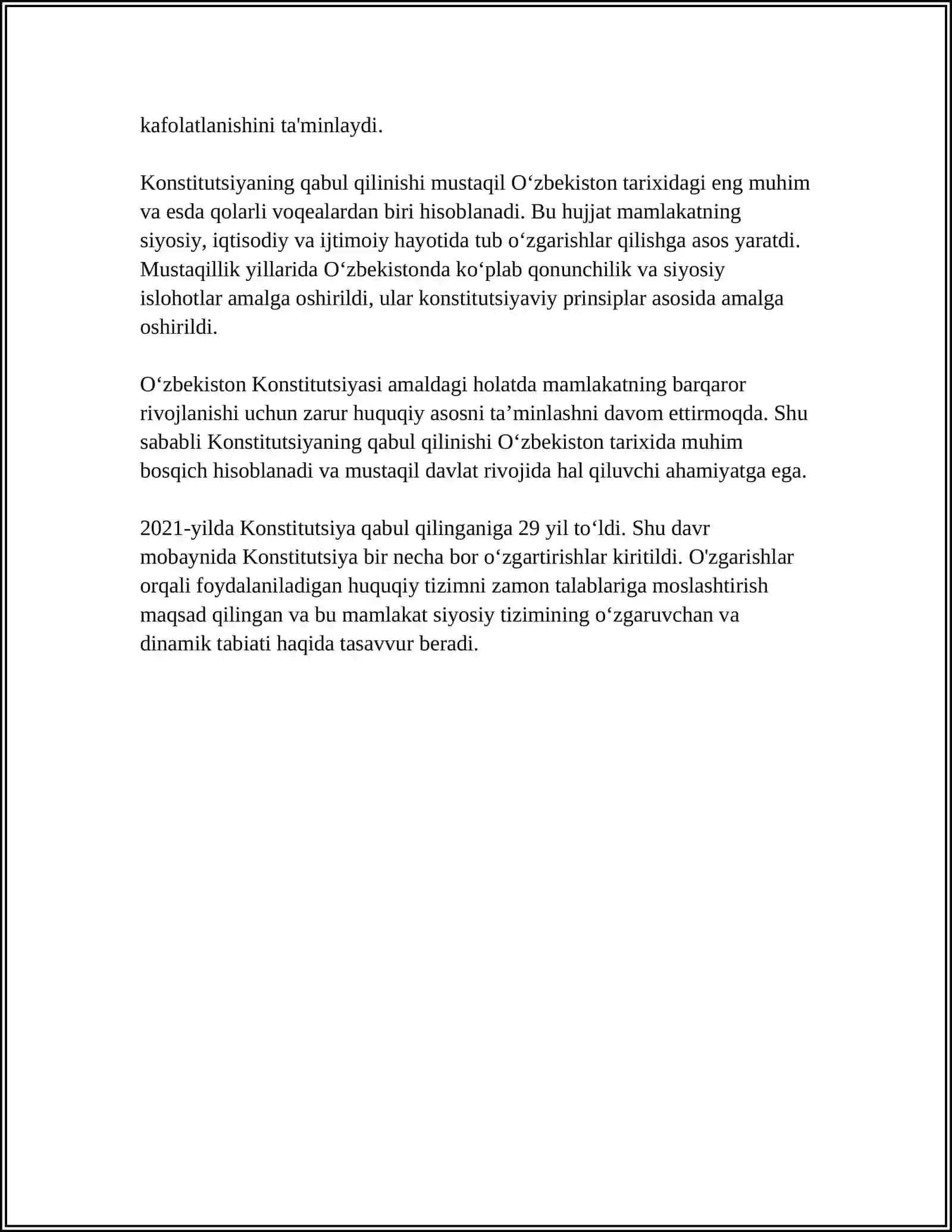 MUSTAQILLIK YILLARIDA DAVLAT BOSHQARUVI TIZIMIDA AMALGA OSHIRILGAN ISLOHATLAR 4