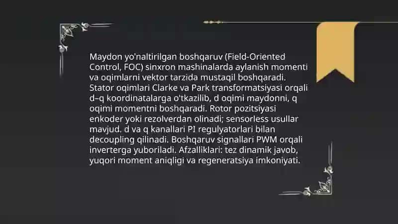 Sinxron mashinalarni boshqarish 4