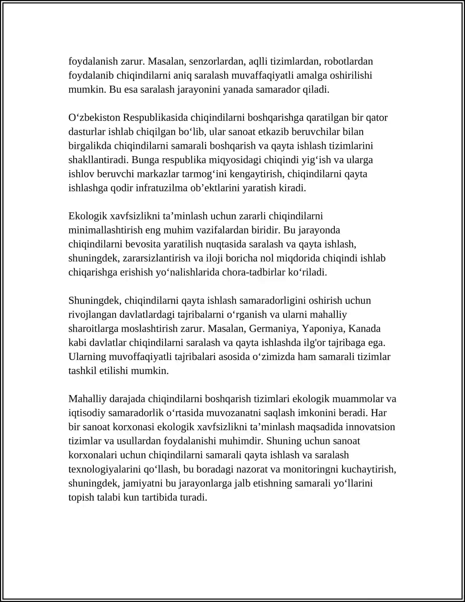 Sanoat tarmoqlarida ekologik xavfsizlikni ta’minlash 4