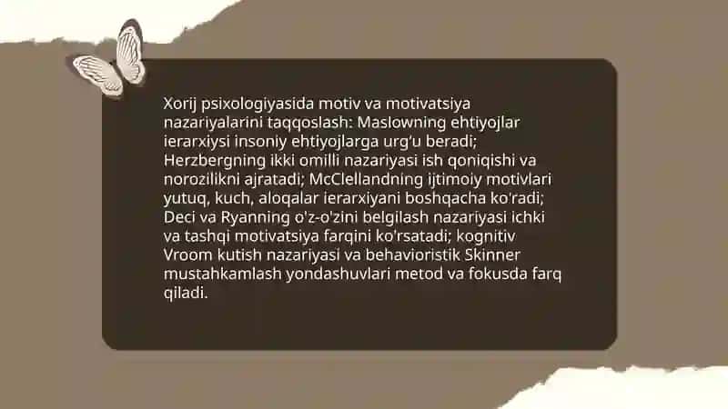 Xorij psixologiyasida motiv va motivatsiya muammosi 4