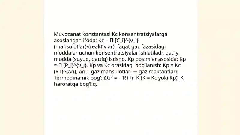 Kimyoviy muvozanat va uning siljishi.termadinamika qonunlari.entalpiya va entropiya 4