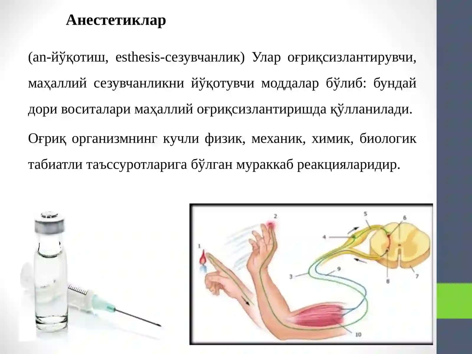 Афферент иннервацияга таъсир этувчи дори воситалар 4