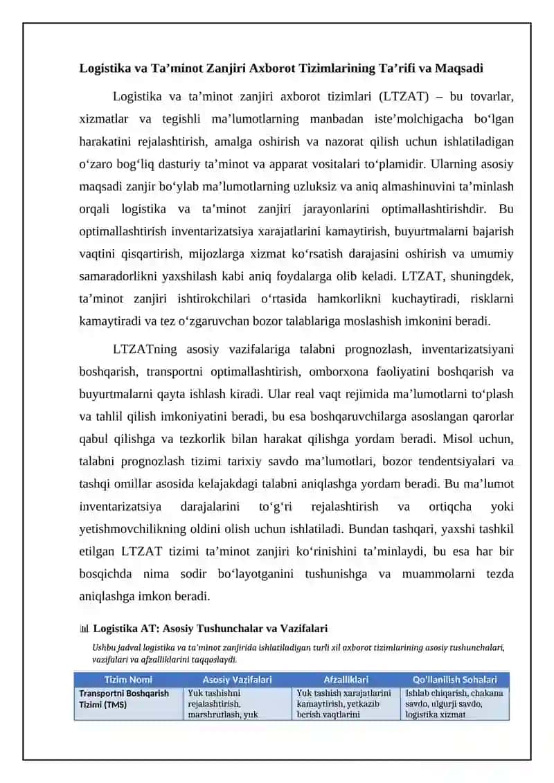 Axborot tizimlari logistika va taʼminot zanjirida: Asosiy tushunchalar va rollar 4