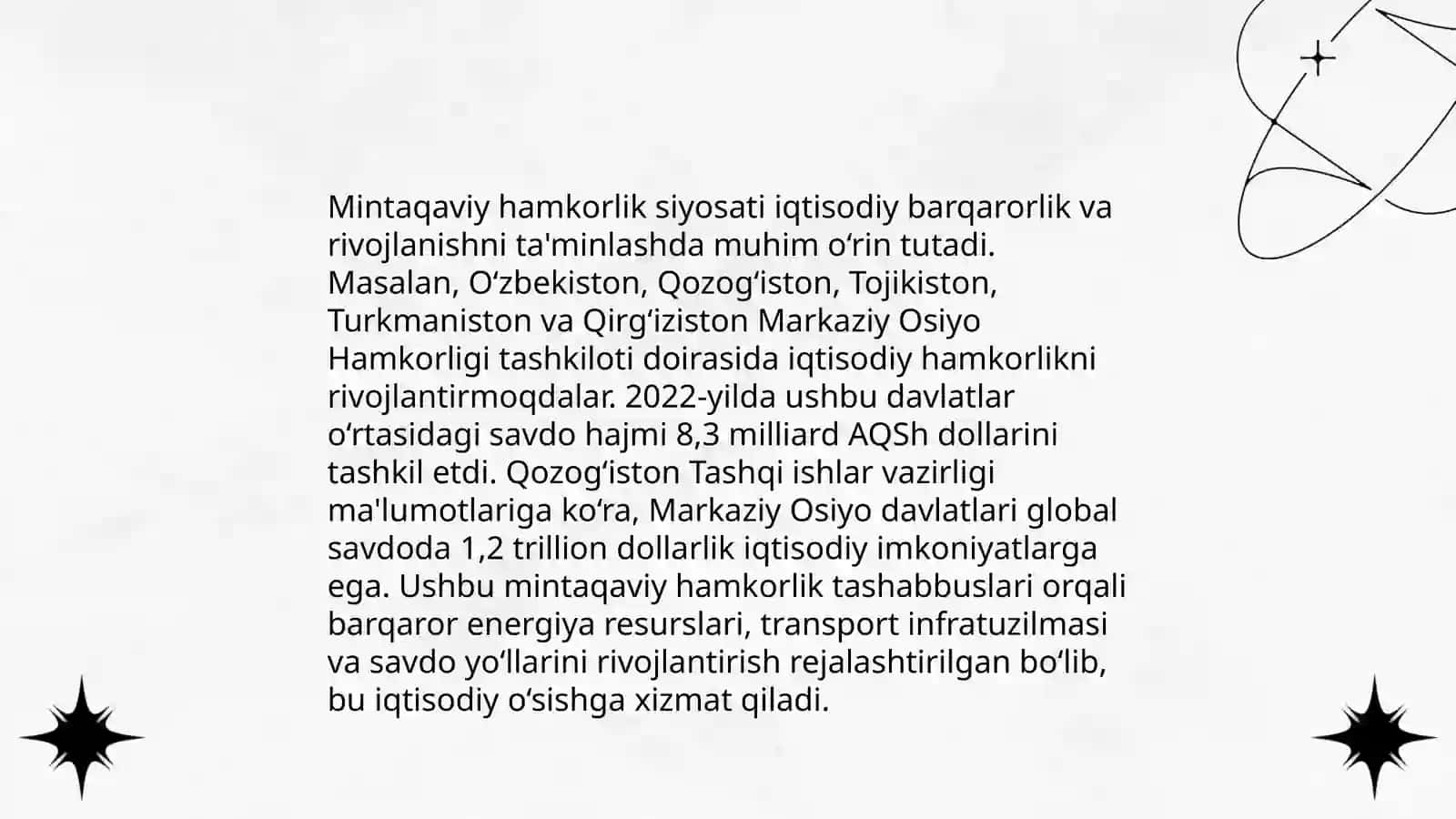 O‘zbekistonning Markaziy Osiyoda tinchlik va barqarorlikni ta’minlashdagi o‘rni 4