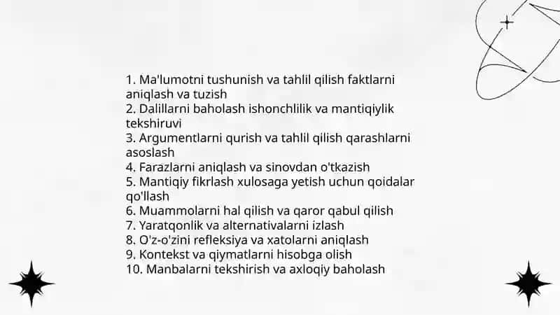 Tanqidiy fikrlash 4