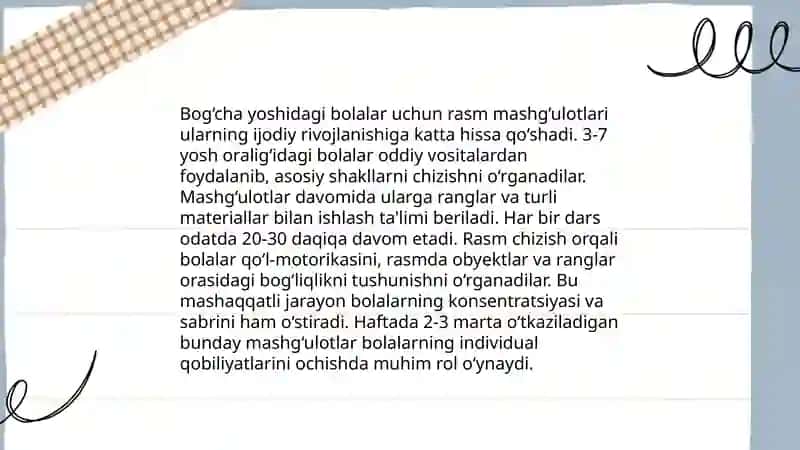 Rasm mashg'ulotlari loy plastlin misolida 4