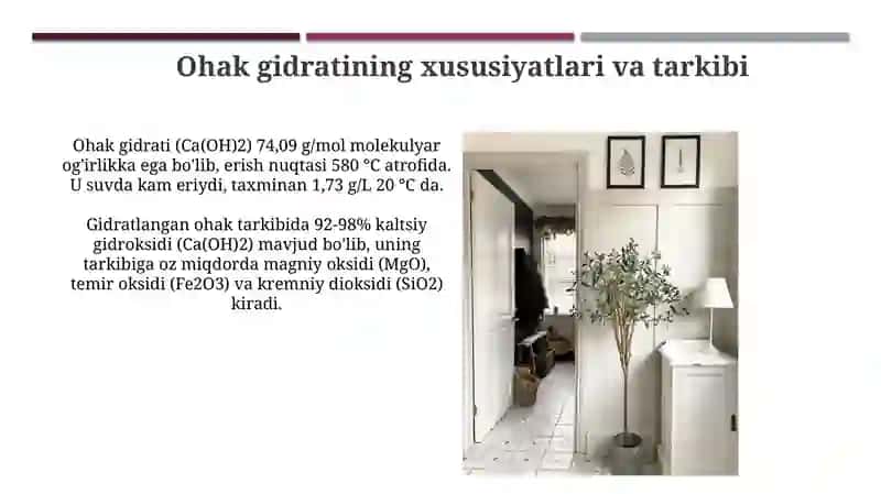 Gidratlangan ohakning tarixi va ishlab chiqarilishi 4