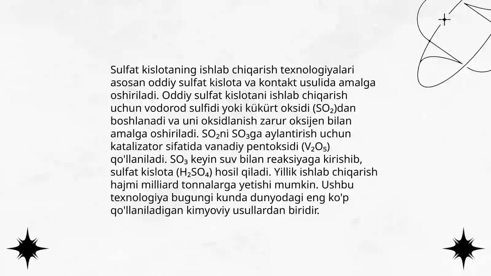 Sulfat kislota ishlab chiqarish,ularning o'ziga xos xossalari 4