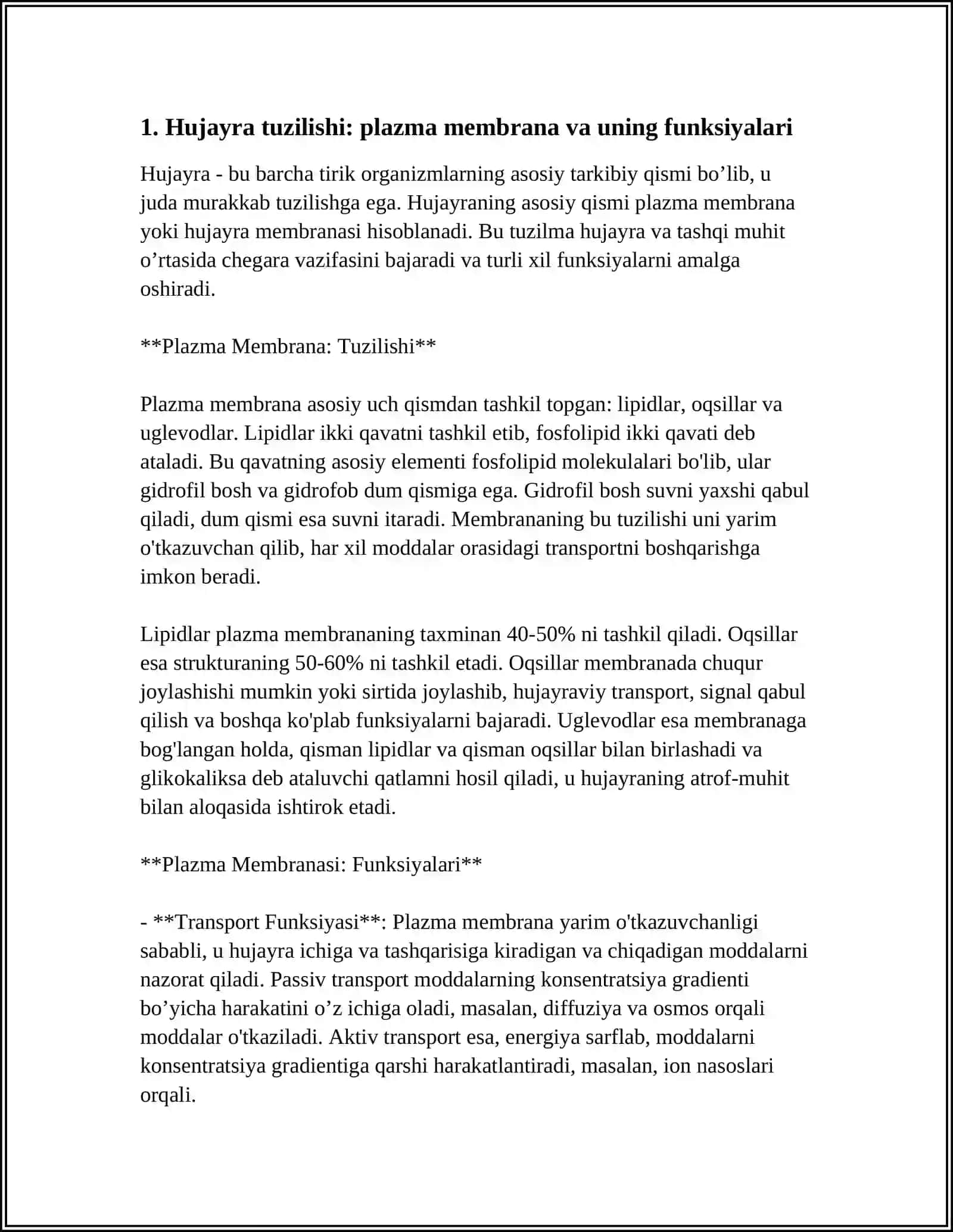 HUJAYRA TUZILISHI. HUJAYRA NAZARIYASI. HAYVON VA ODAM XROMOSOMALARNING MORFOFUNSIANAL XARAKTERISTIKASI 4