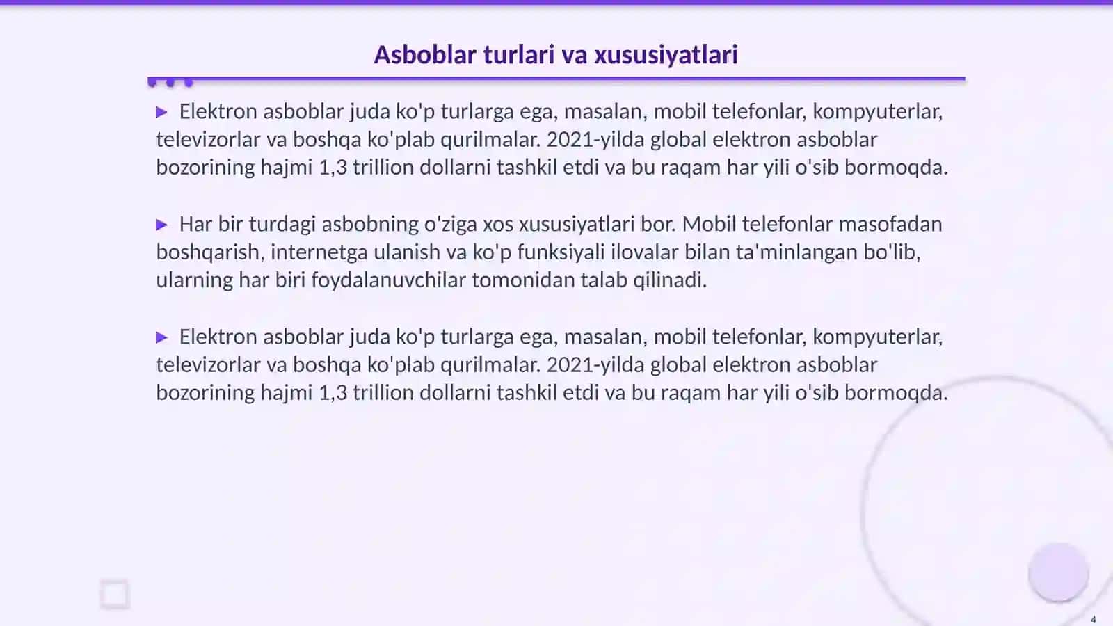 Elektron asboblarining ko'rinishi belgilanishi va qo'llanilishi 4