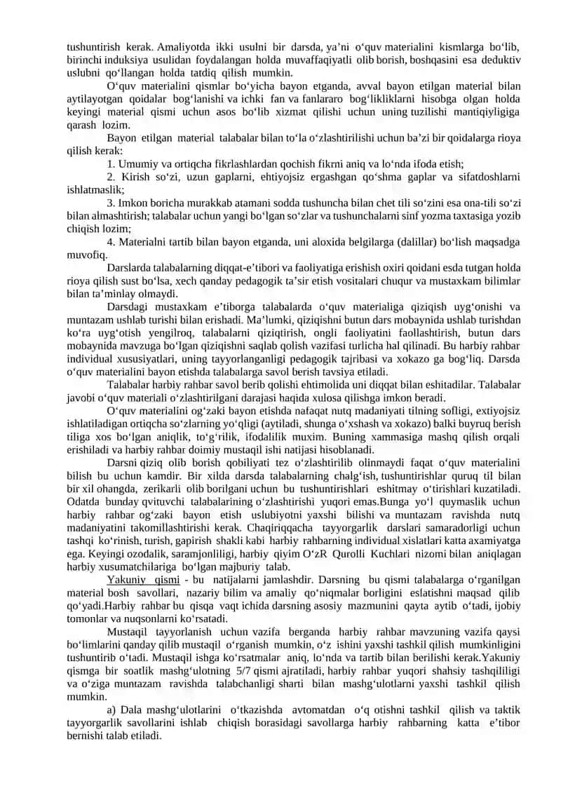 MAVZU № 17: CHQBT fani dasturining “Umumharbiy tayyorgarlik” bо‘limidagi ommaviy qirg‘in qurollaridan himoyalanish mavzularidagi mashg‘ulotlarini tashkil etish va olib borish metodikasi 4