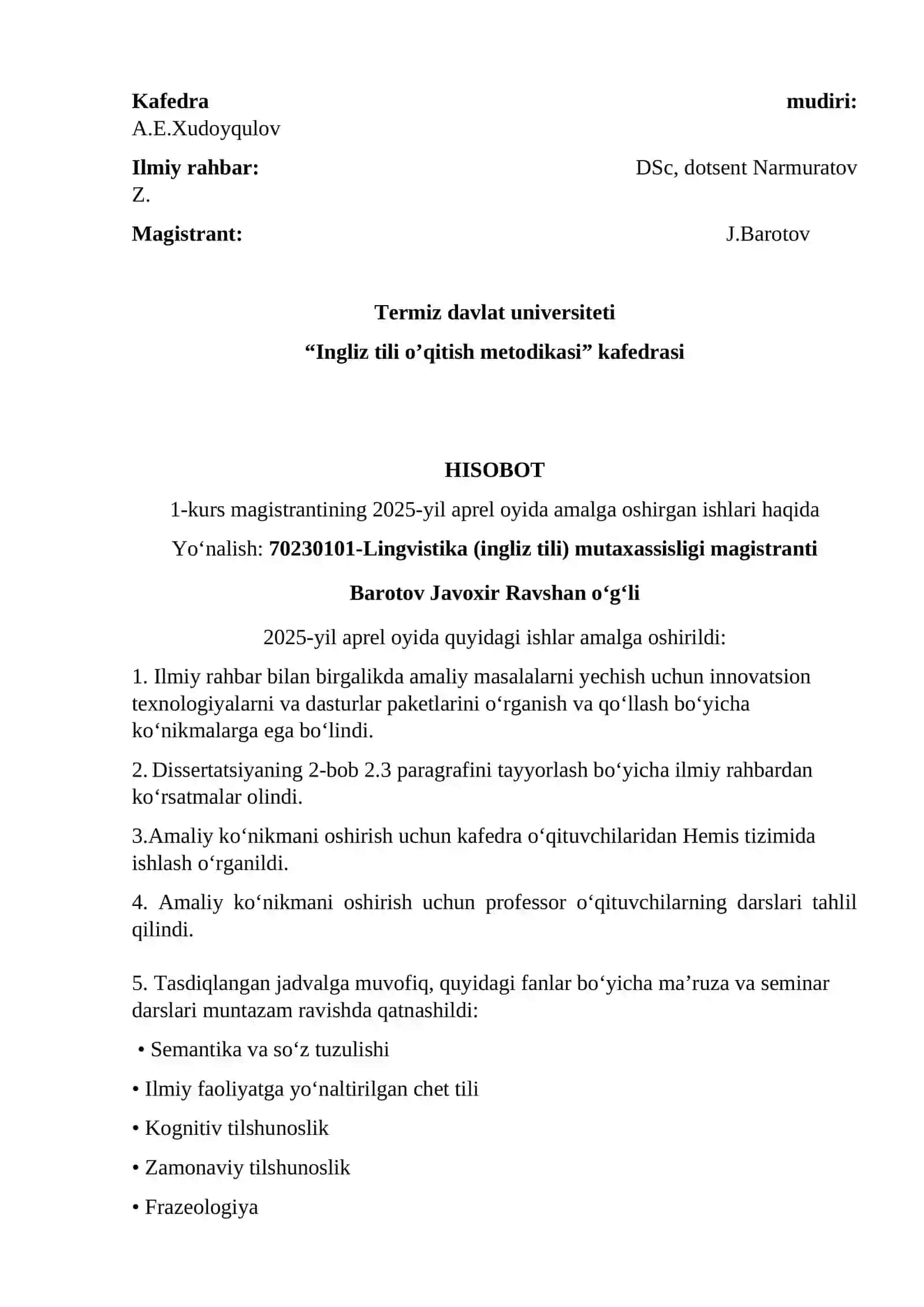 Ingliz tili va adabiyoti magistranti ishlari 4