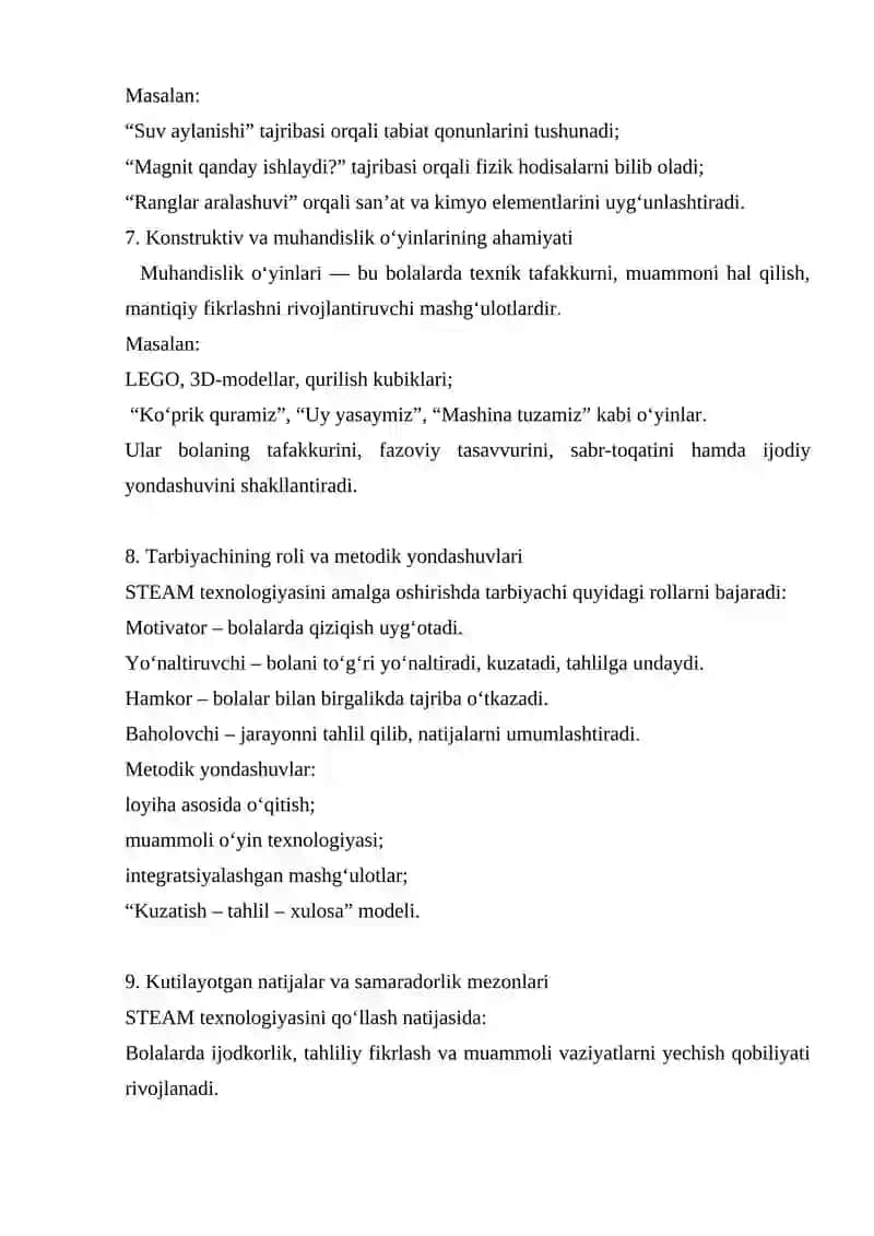 Maktabgacha yoshdagi bolalarni STEAM texnologiyasi asosida intellektual qobiliyatlarini rivojlantirish yo'llari 4