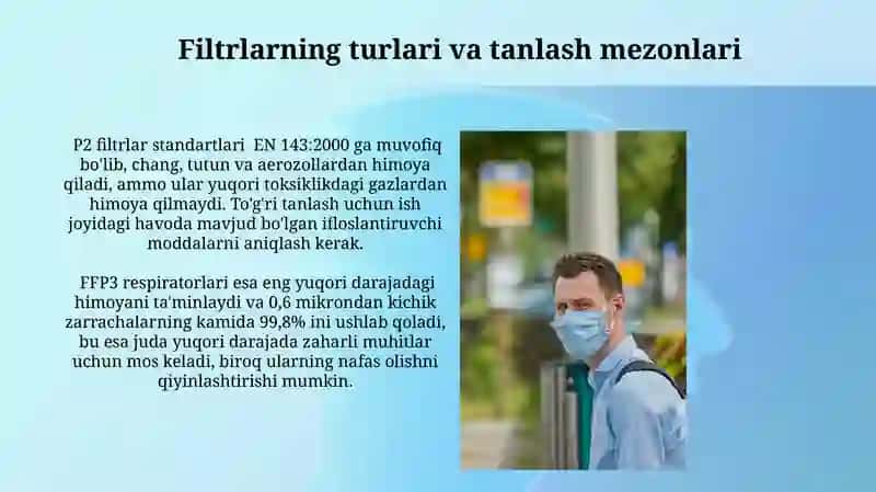 Nafas olish organlarini himoya qiluvchi individual himoya vositalari 4