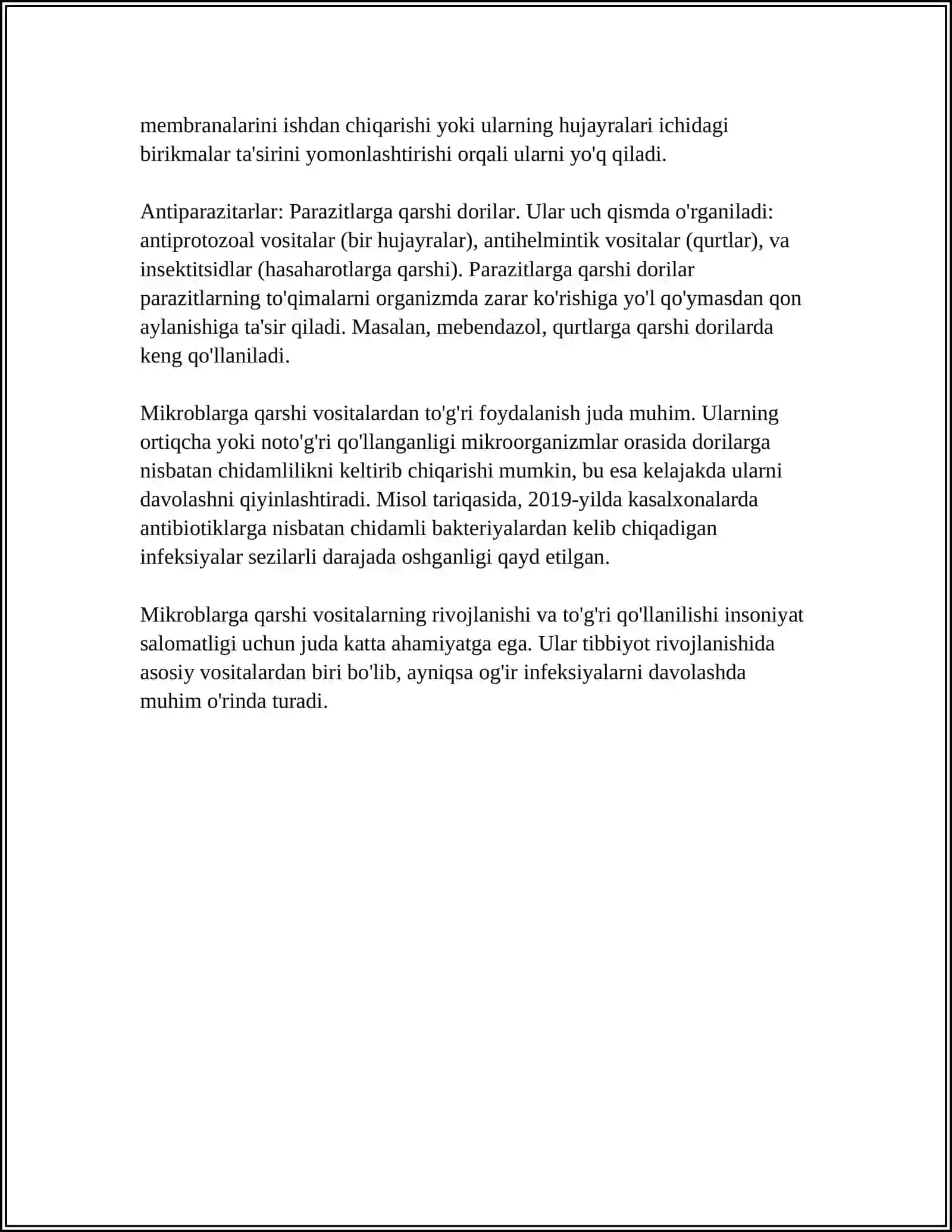 MIKROBLARGA QARSHI VOSITALAR. ANTISEPTIK VA DEZINFEKSIYA QILUVCHI VOSITLAR 4