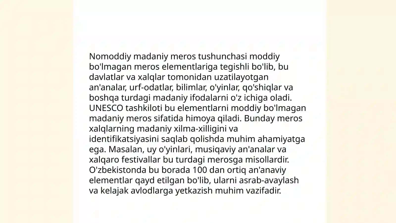 Nomoddiy madaniy merosning roʻyxatlari 4