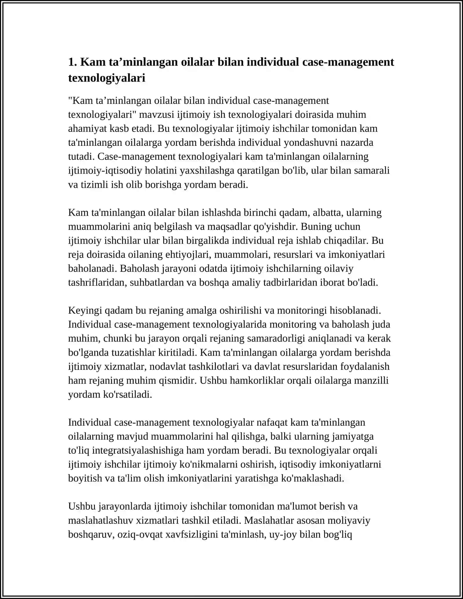 KAM TA'MINLANGAN OILALAR BILAN IJTIMOIY ISH TEXNOLOGIYALARI 4