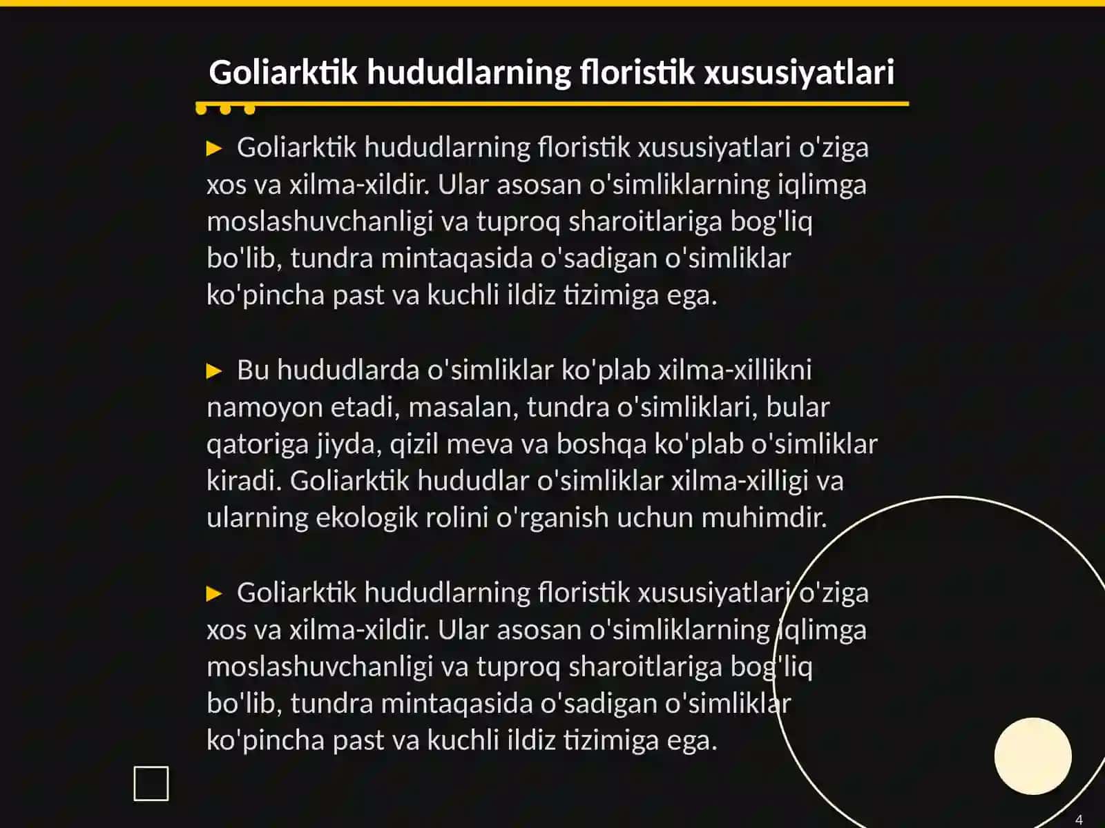 Goliarktik floristik olami va uning kichik olamlarini kontur xaritaga tushirish 4
