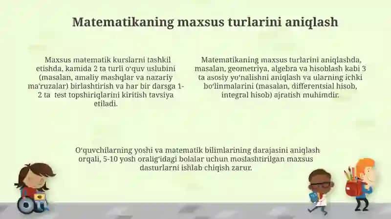 Matematikaga òqitishda ixtisoslashtirilgan sinflarni tashkil etish 4