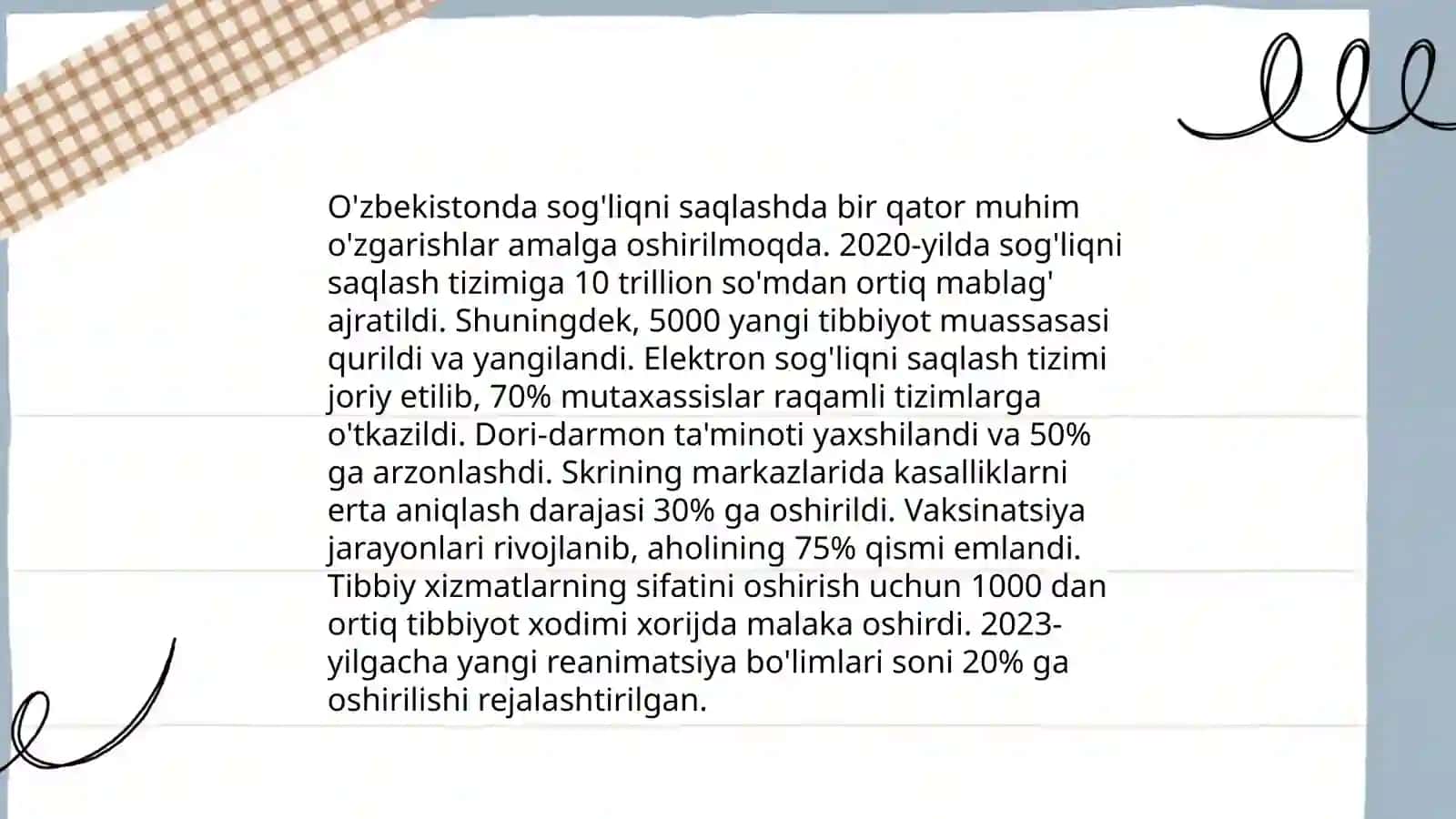 Oʻzbekistonda ijtimoiy sohada amalga oshirilayotgan oʻzgarishlar mazmun va mohiyati 4