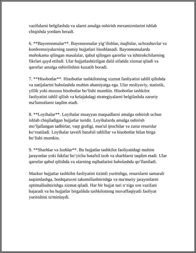 TASHKILIY HUJJAT NAMUNALARI BILAN ISHLASH 4