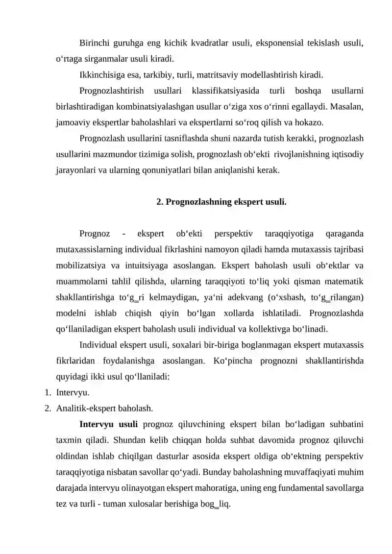Prognozlash usullari 4