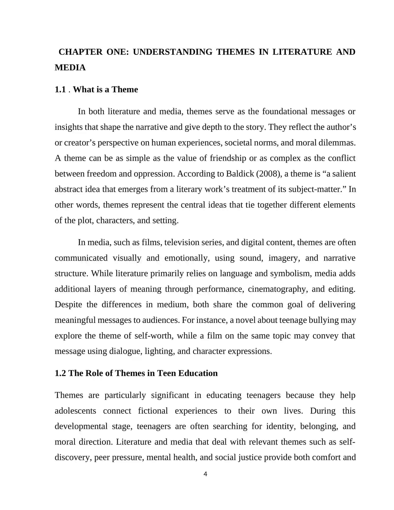 Course Work on Analyzing Themes and Educational Teenagers 4