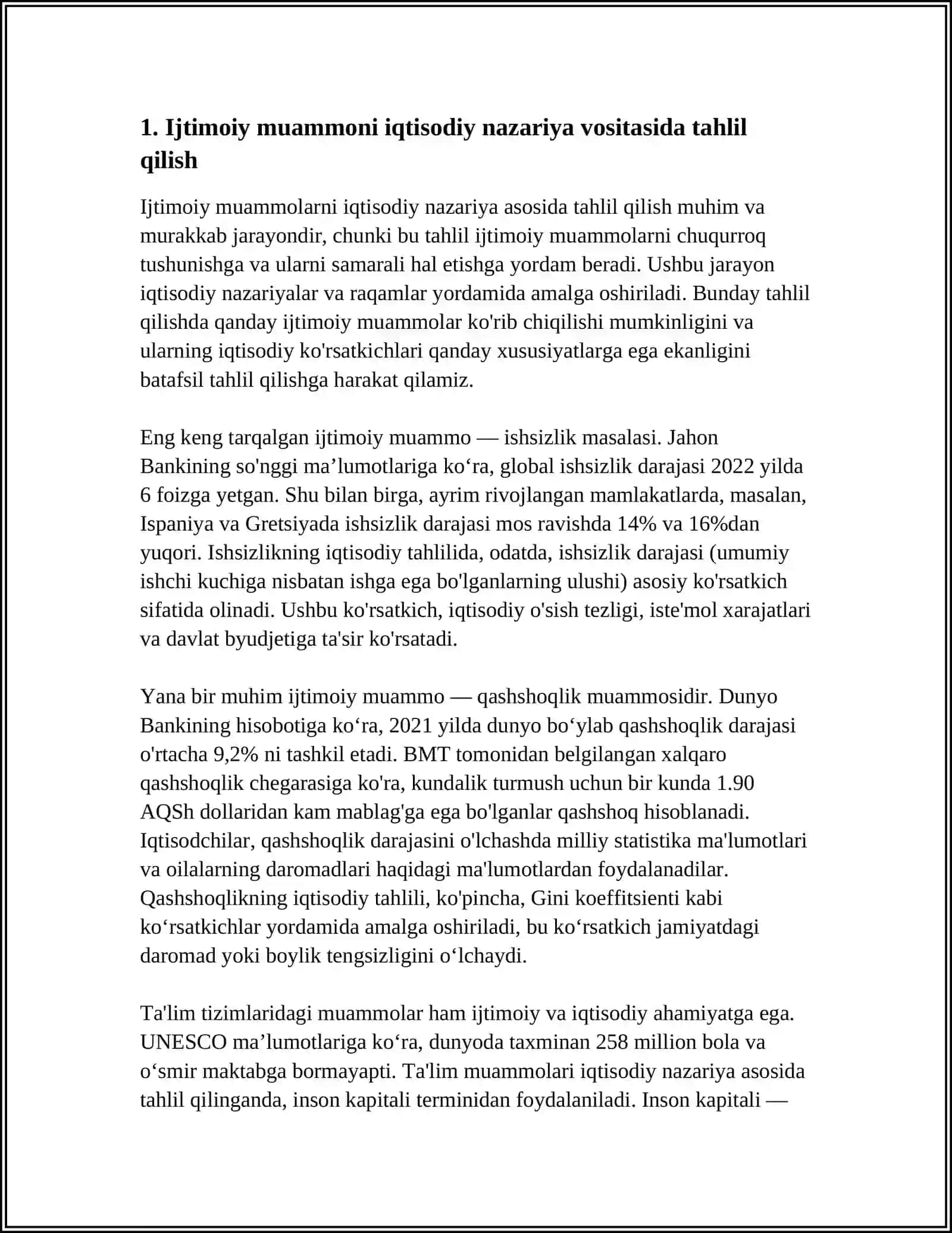 IQTISODIYOT NAZARIYASI FANI O'ZBEKISTON RESPUBLIKASIDA IJTIMOIY MUOMOLARNI BILISH VA HAL QILISH BO'YICHA AHAMIYATI 4