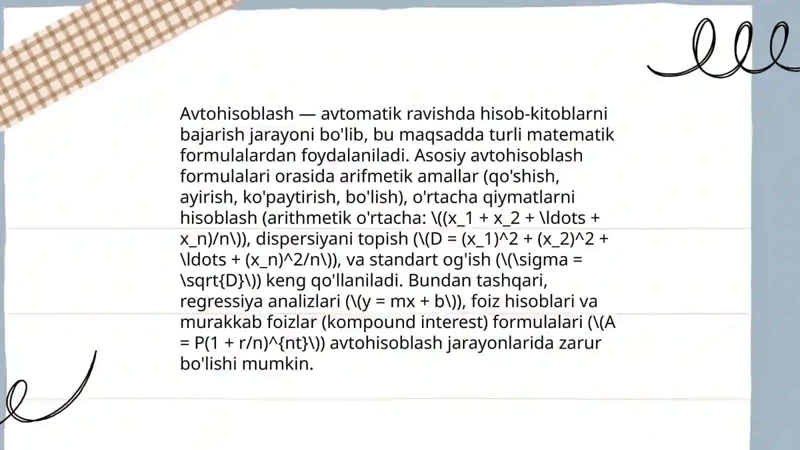Avtotoʻldirish funksiyasi asoslari 4