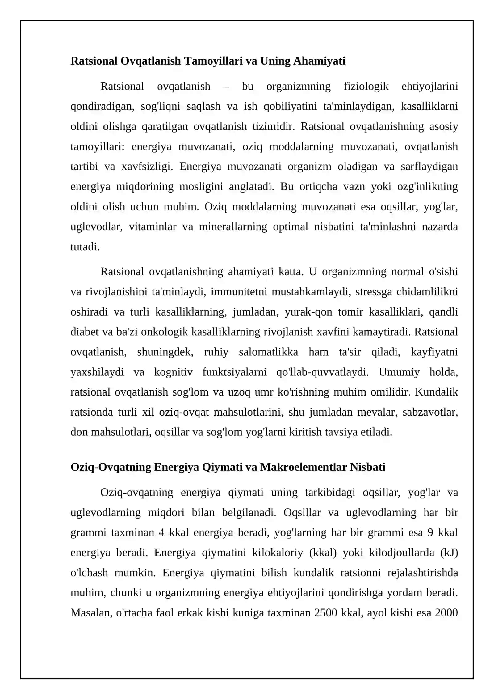 Ratsional Va parxez ovqatlanish.Ovqat energetik qiymati.Ovqat tarkibiy qismlari.Minerallar 4