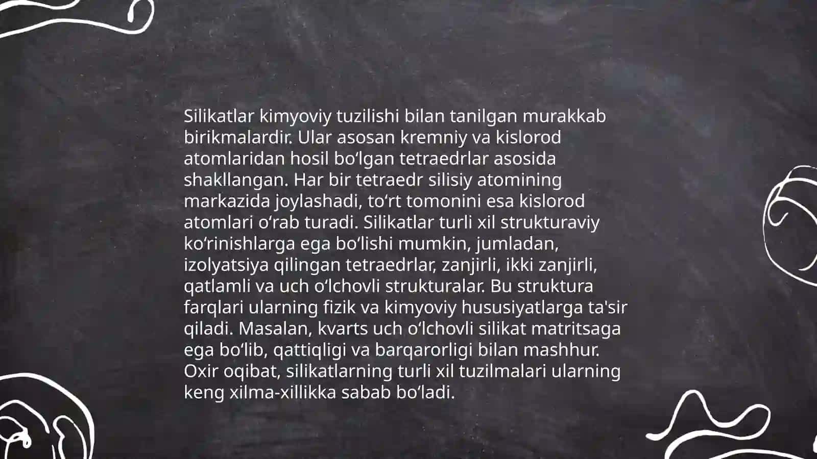 Tabiiy silikatlarning namunalari bilan tanishish va uning eng muhim birikmalari 4