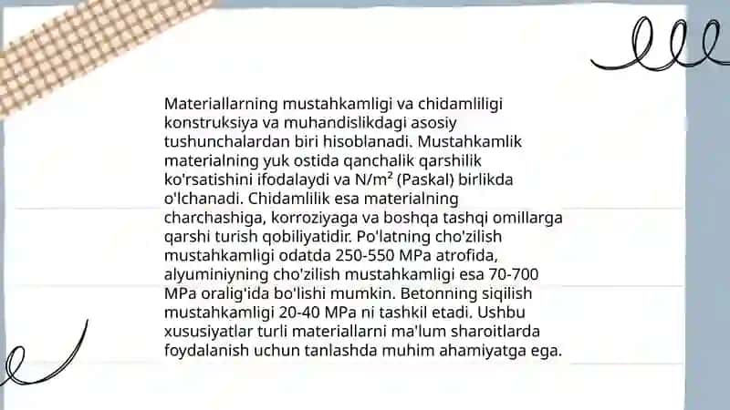 Nagruzkalarni dinamik ta’siriga tegishli boʻlgan oddiy mustahkamlik shartlari 4