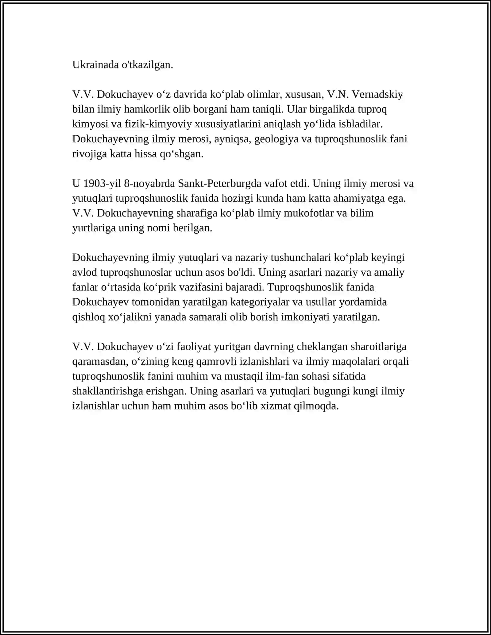 V.V DOKUCHAYEV TUPROQSHUNOSLIK VA TUPROQLAR GEOGRAFIYASINING ASOSCHISI 4