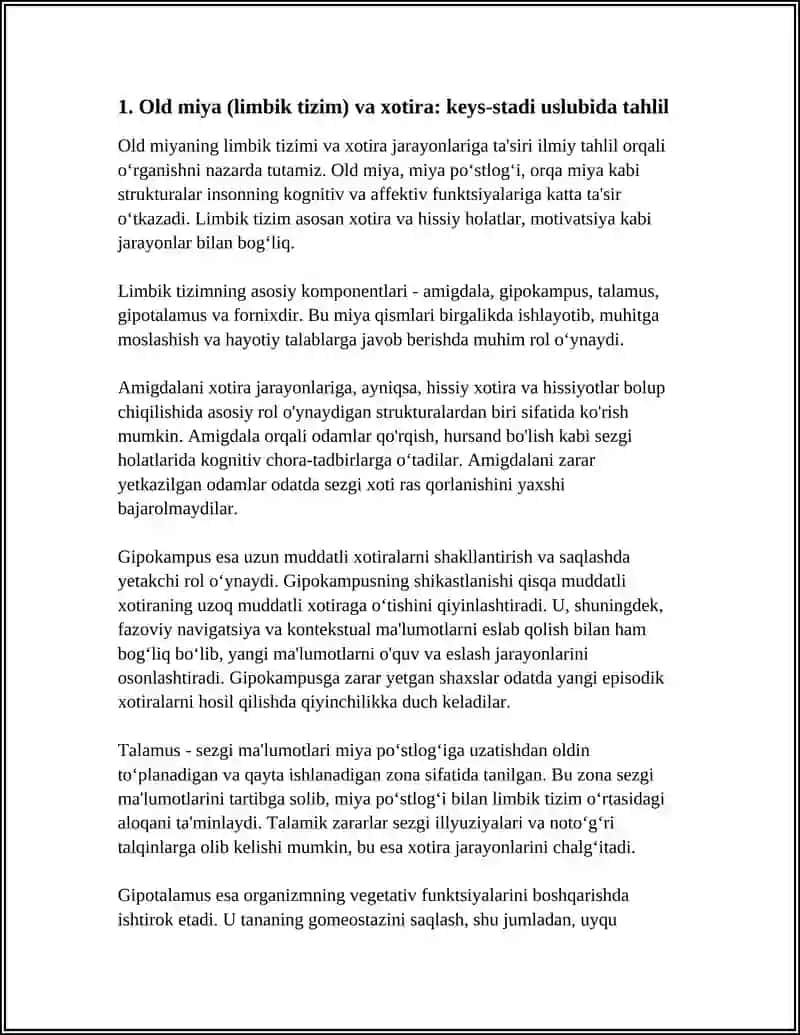 INSON MIYASI QISMLARI (OLD MIYA, ORQA MIYA, MIYA PO‘STLOG‘ I) VA ULARNING ASOSIY FUNKSIYALARINI KEYS-STADI USLUBIDA TAHLIL QILISH 4