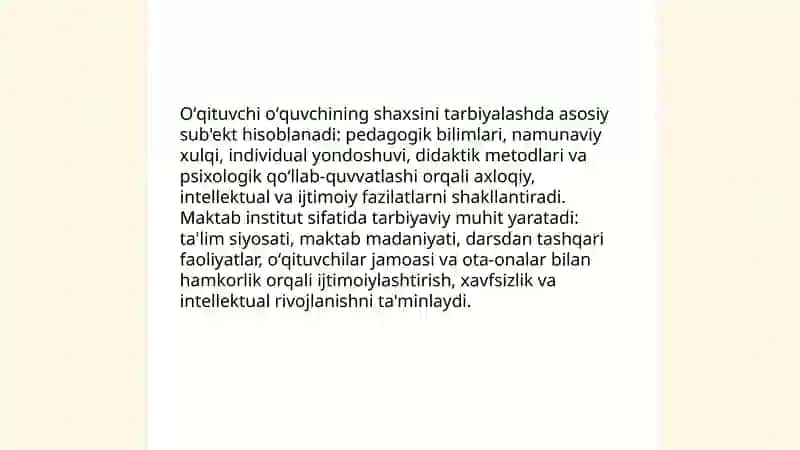Oʻquvchi shaxsi tarbiyasining ob'ekti va sub'ekti 4