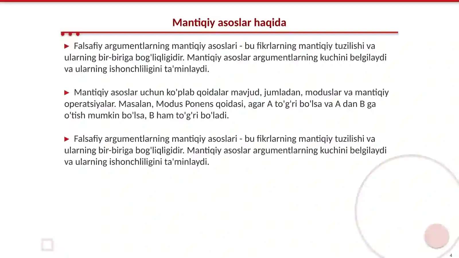 Falsafiy argumentlash mavzusida loyihaviy taqdimot 4