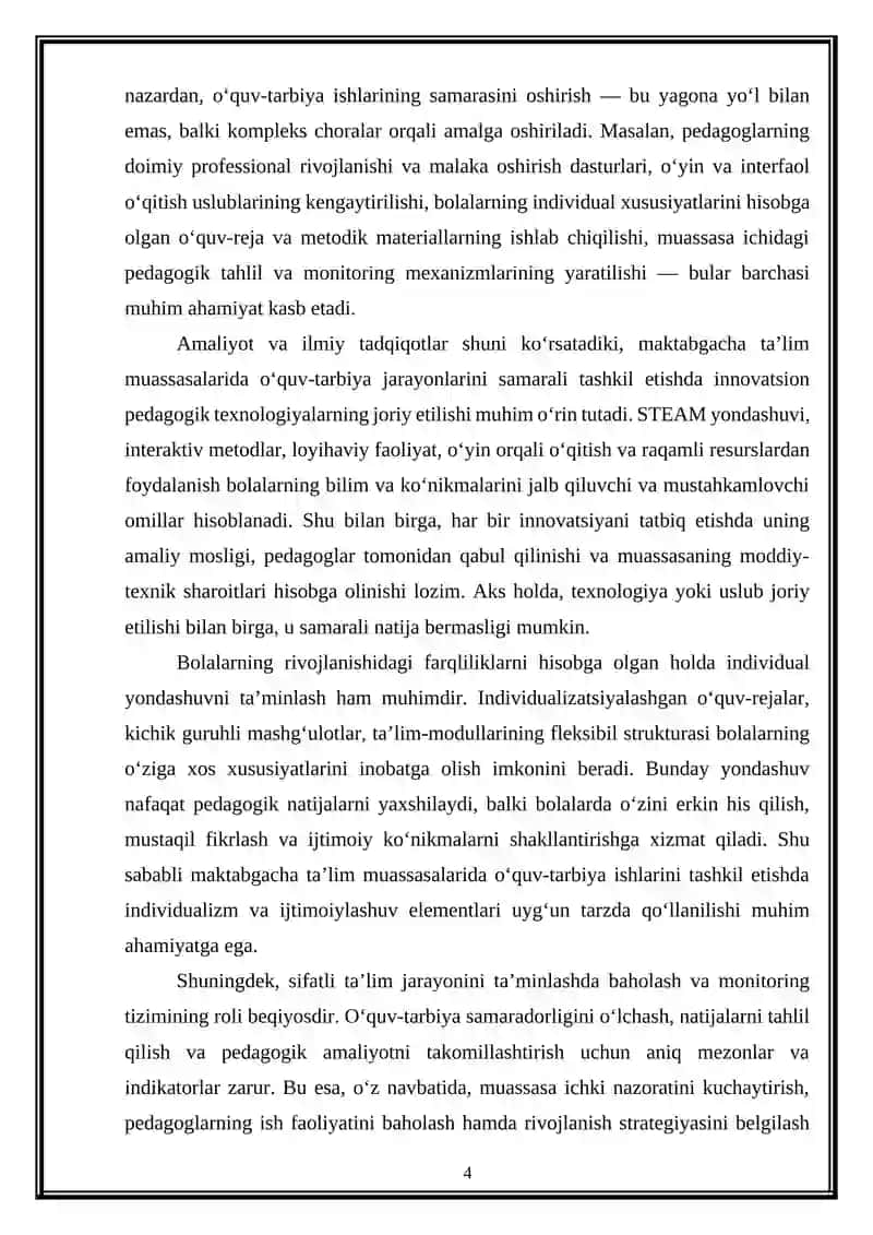 Maktabgacha ta’lim muassasalarida o‘quv tarbiya ishlarini samaradorligini oshirish 4