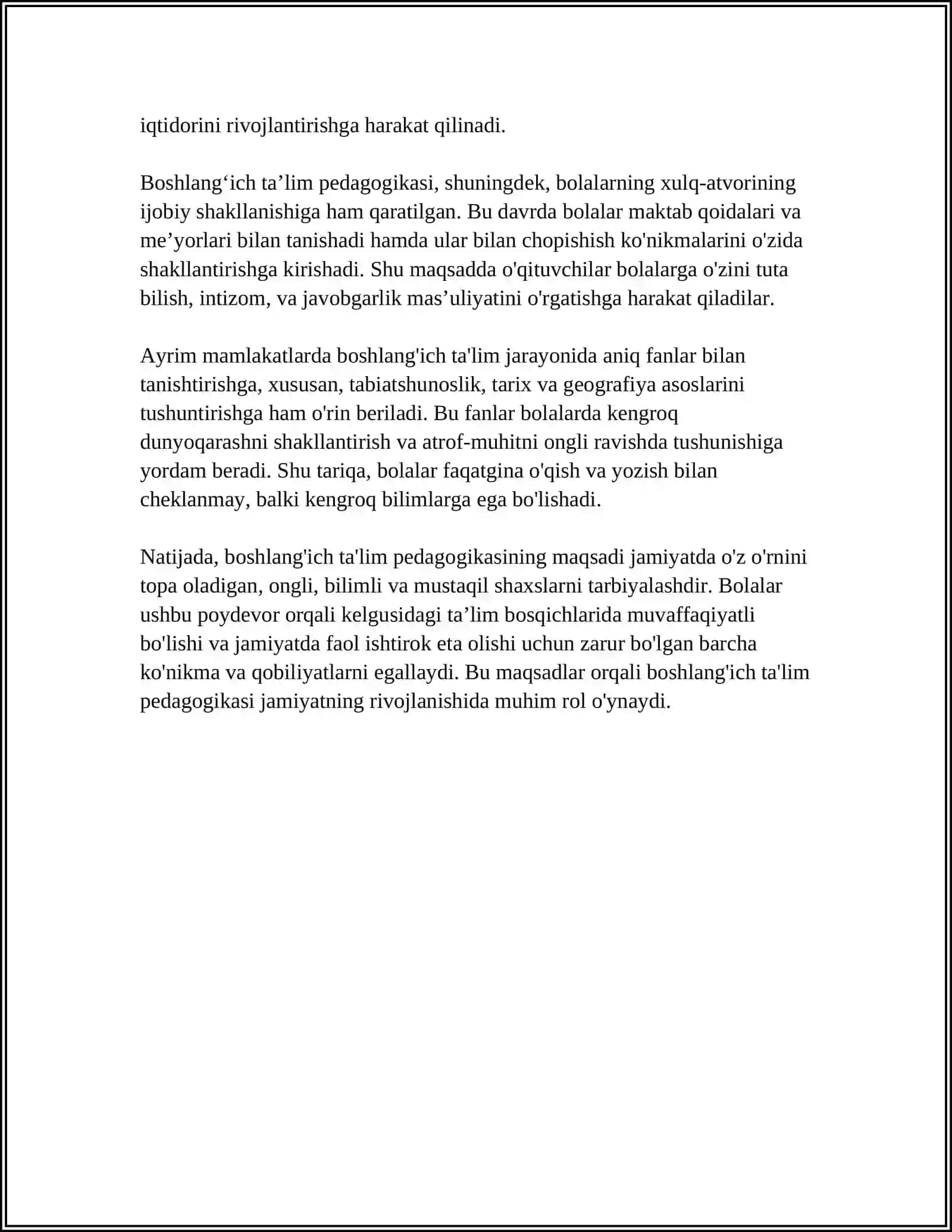 BOSHLANGʻICH TAʼLIM PEDAGOGIKASI FANINING PREDMETI MAQSADI VAZIFASI ILMIY TADQIQOT METODLARI 4