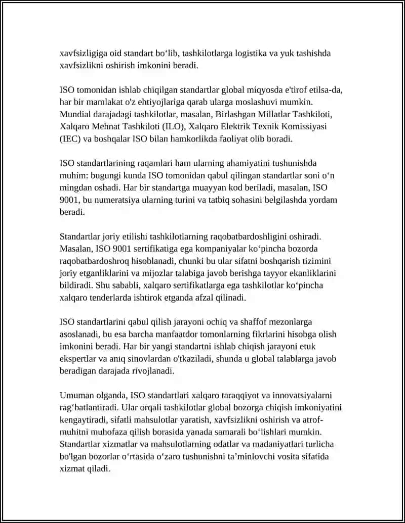 ISO STANDARTLARI VA SANOATDA QOLANILISHI 4