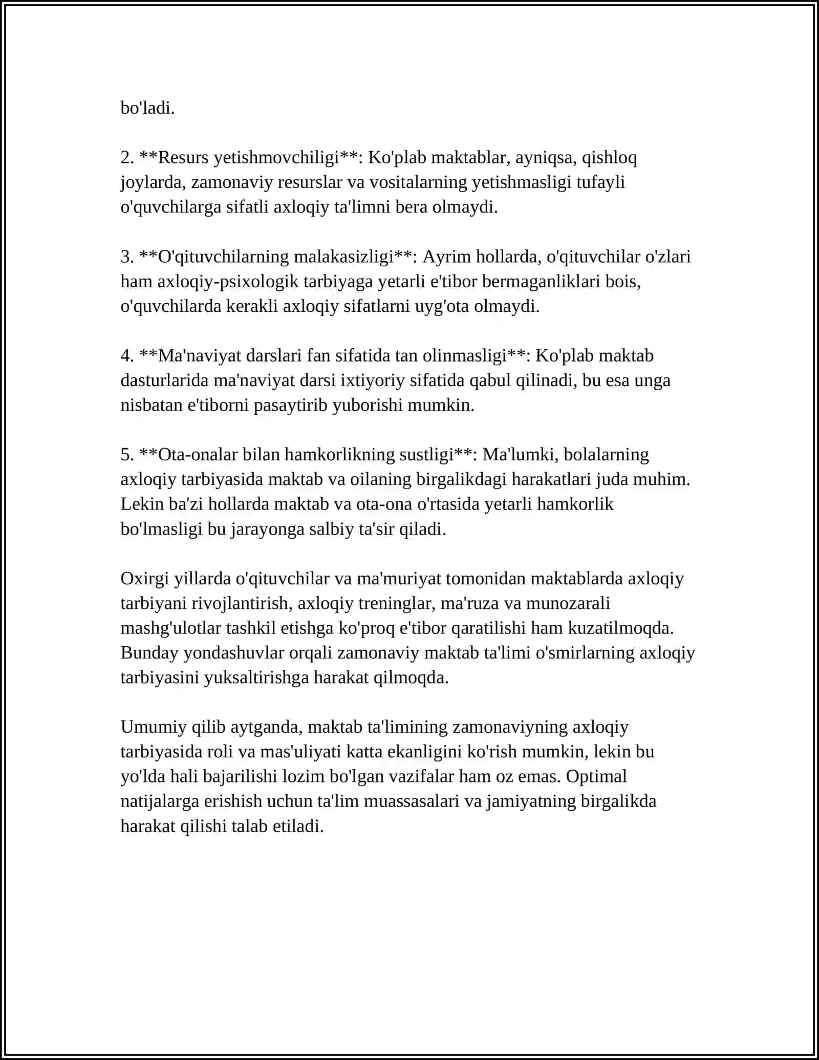 ZAMONAVIY AXLOQIY TARBIYANING YUTUQLARI VA KAMCHILIKLARI 4