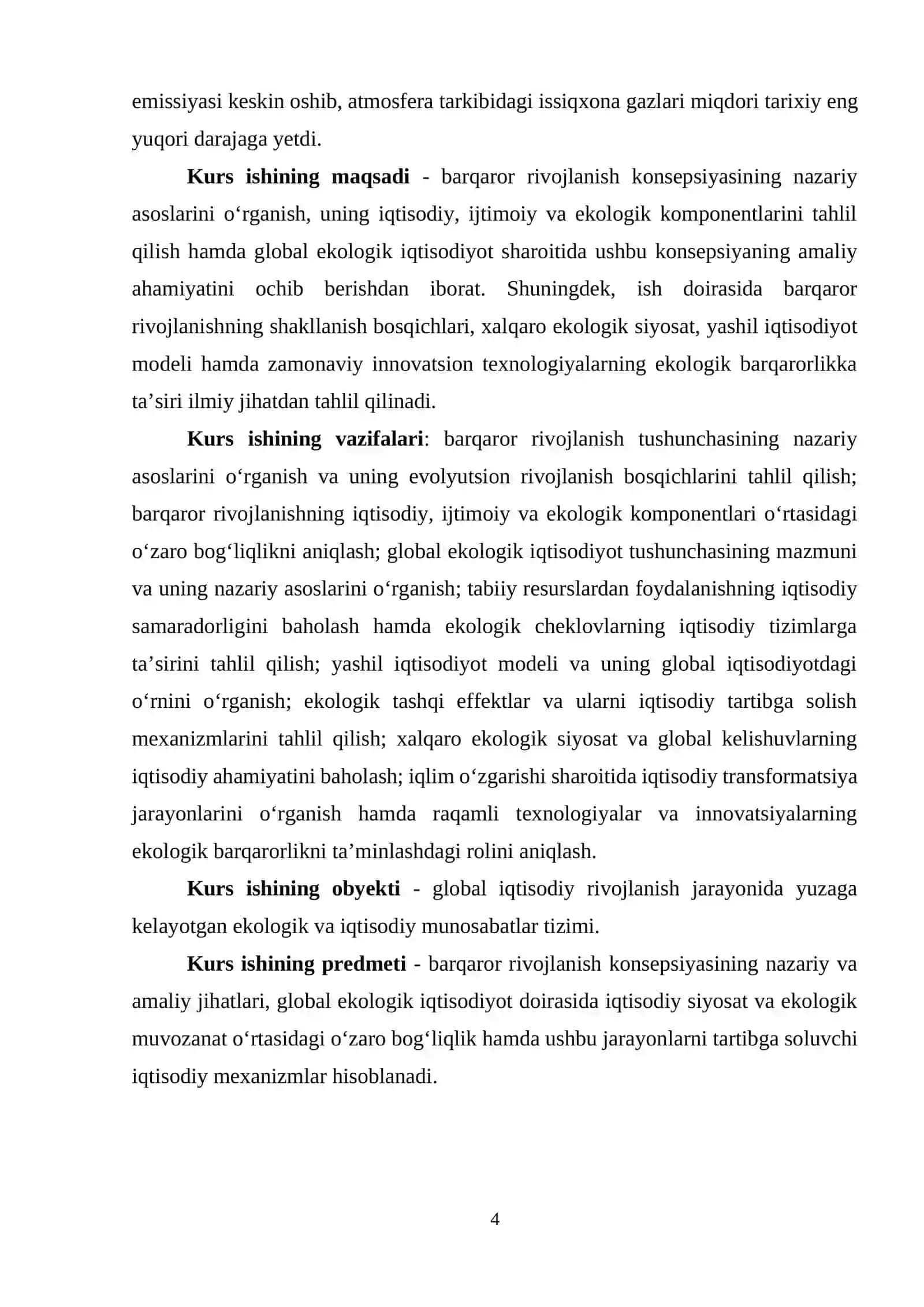 Barqaror rivojlanish konsepsiyasi va global ekologik iqtisodiyot 4