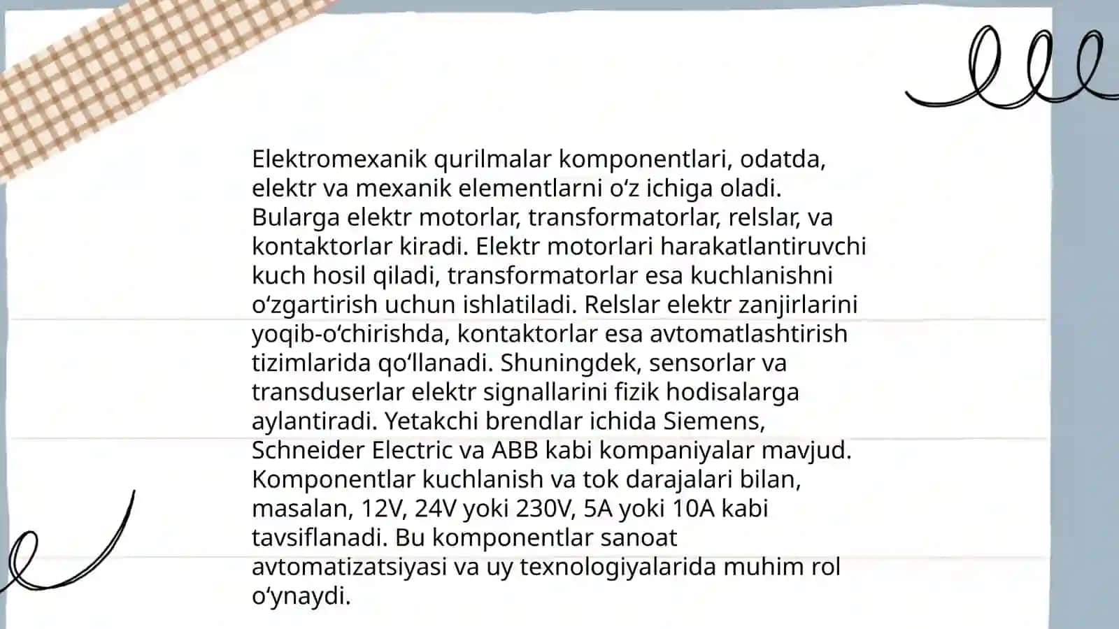 Elektromexanik qurilmalar komponentlari 4