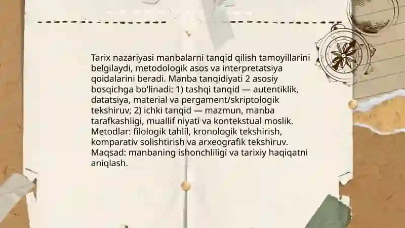 Tarix nazariyasining tarixiy tadqiqotlarning oʻrni 4
