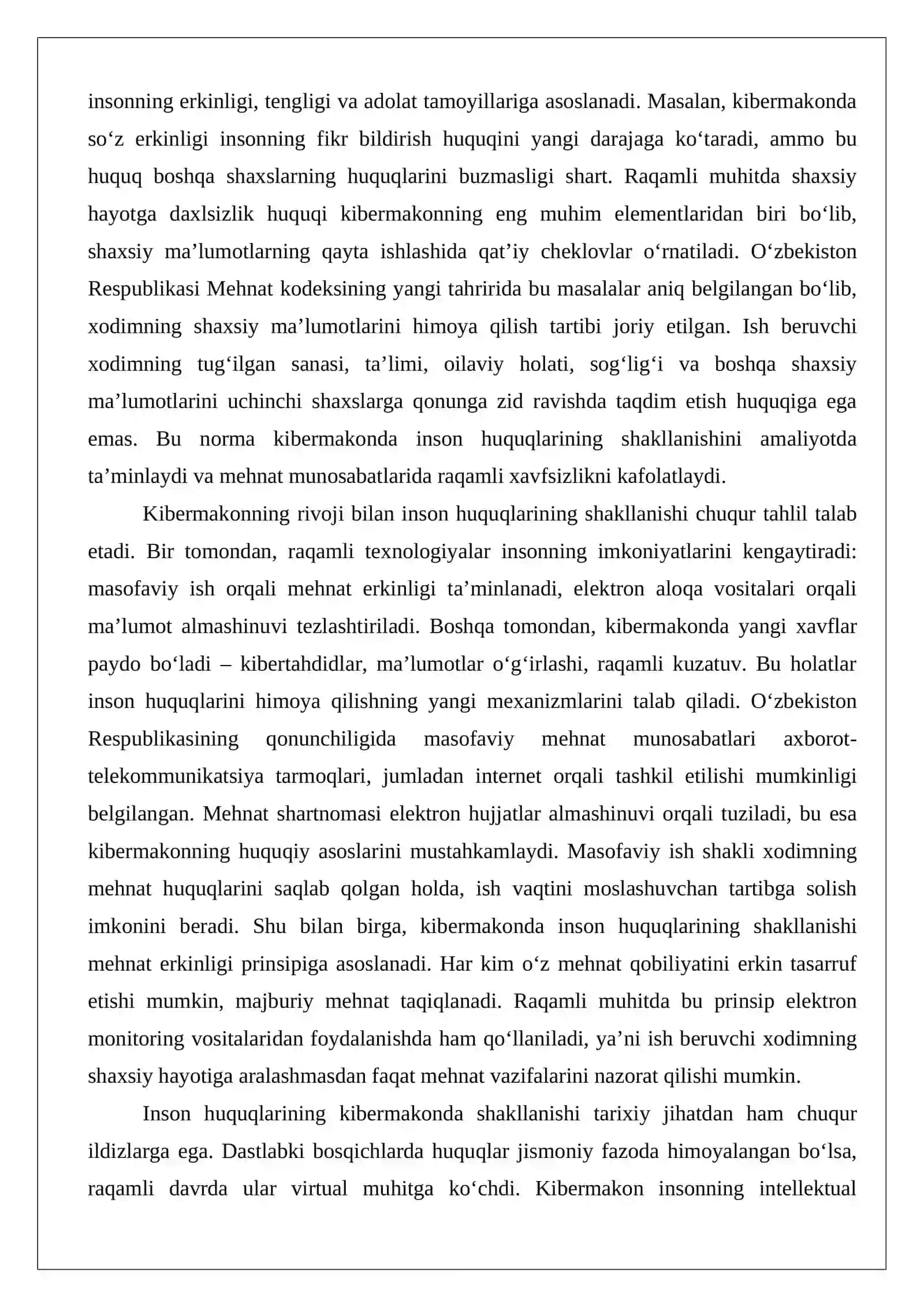 Kibermakonda Inson Huquqlarining Nazariy Asoslari va Ularning Tartibga Solishning Huquqiy Metodlari 4