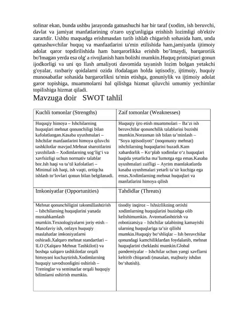 Xodimlarning mehnat huquqlari va manfaatlari 4