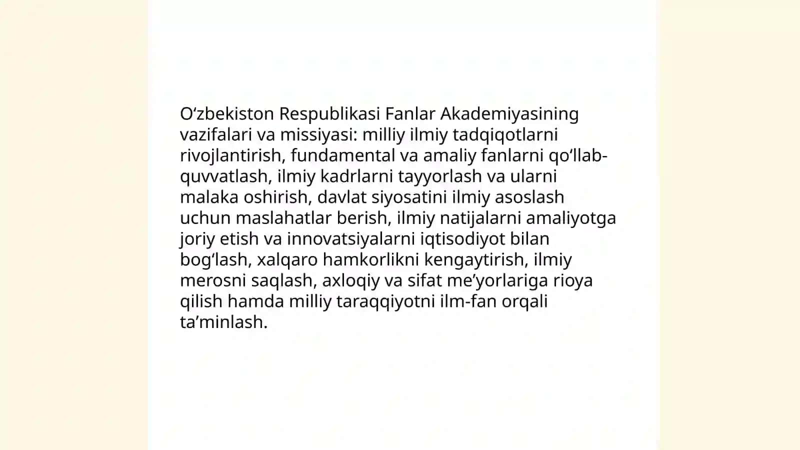 Oʻzbekiston Respublikasi Fanlar Akademiyasi va uning boʻlimlari 4