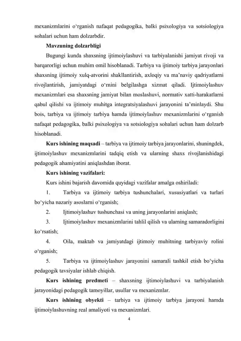 Tarbiya va ijtimoiy tarbiya. Ijtimoiylashuv mexanizmlari 4