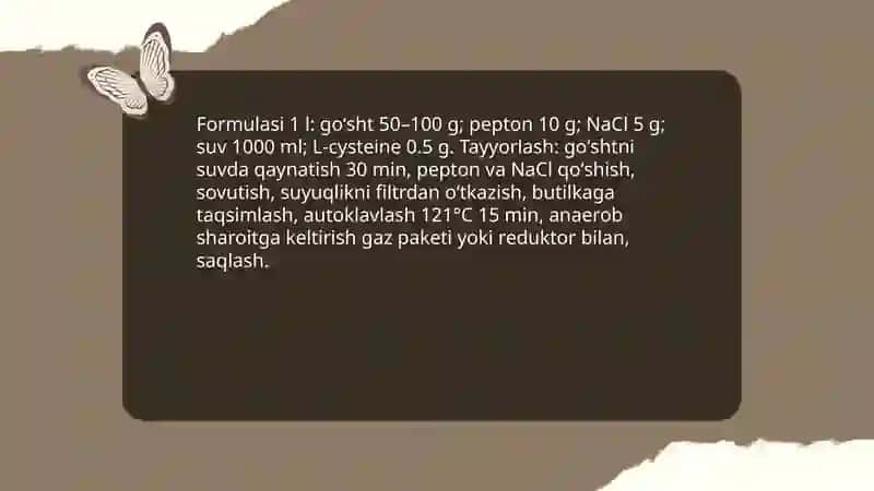 Anaerob mikroblarni oʻstirish uchun oziq muhitlar 4